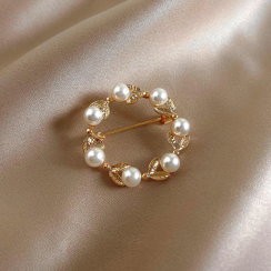 75 Packs Personality And Temperament Spring Pin Circle Geometry Pearl Brooch