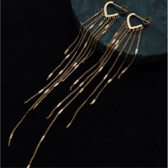 30 Packs Retro Long Tassel 18K Gold Plated Color Preserving Titanium Steel Hoop Earrings