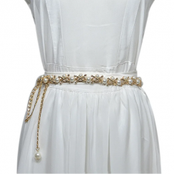 8 Packs Causal Pearl Decoration Metal Skirt Waist Chain