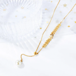 15 Packs Gold Plated Stainless Steel Pearl Tassel Pendant Necklace